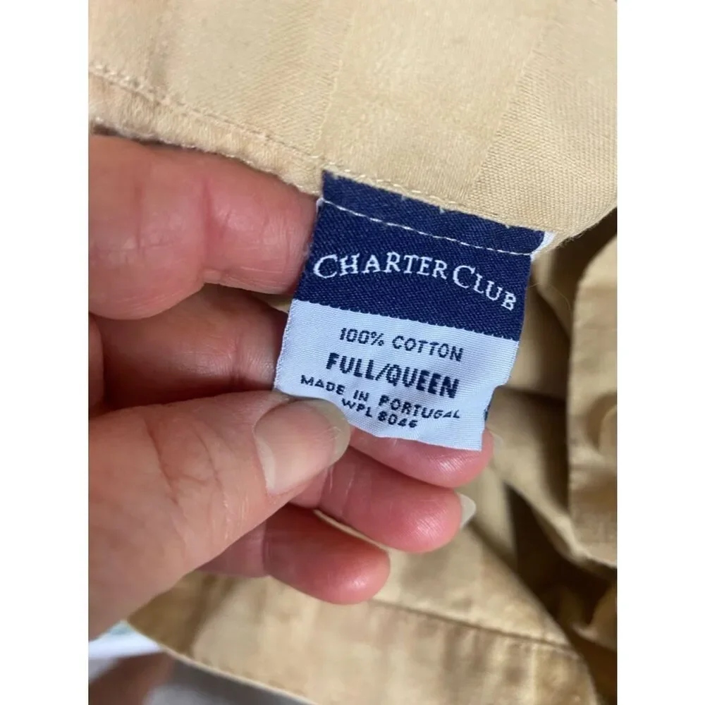 Charter Club Striped Sateen Duvet Cover in Light Beige